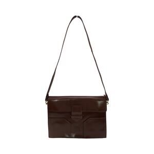 Vintage Yves Saint Laurent Brown Leather Shoulder Bag  Model DE 3133 BR 1970-80s